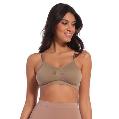 Bügelloser BH MAGIC BODYFASHION "Comfort Bra", Damen, Gr. M, N-Gr, beige (macchiato), Obermaterial: 89% Polyamid, 11% Elasthan, figurbetont, BHs, bequemer nahtloser und bügelloser Träger-BH
