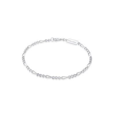 Armkette KUZZOI "Armband Herren Figaro Massiv 925 Silber" Gr. 230, silber, Armbänder, Herren, 230, Silber 925 (Sterlingsilber), Armkette