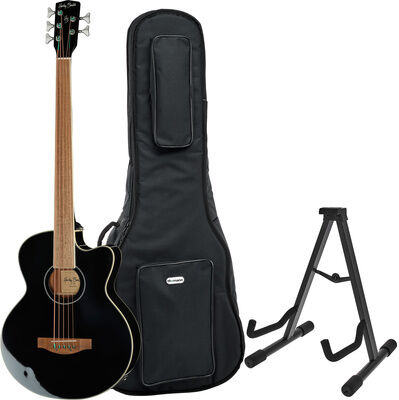 Harley Benton B-35BK-FL Acoustic Bass Bundle Noir haute brillance