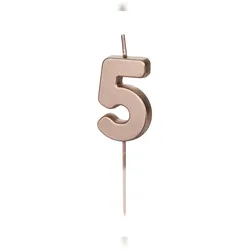 PartyDeco Geburtstagskerze Zahl 5 Zahlenkerze 4,5cm Kuchenkerzen Tortenkerzen Geburtstag Jubiläum Jahrestag Partydeko Geburtstag Tortendeko Rosegold