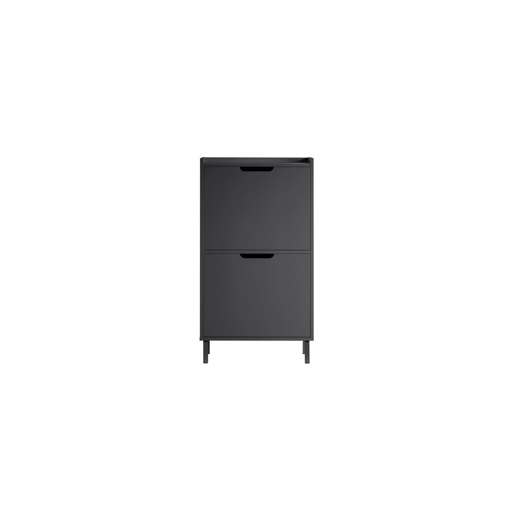 SoBuy Schuhschrank mit 4 Türen Schwarz 50,3x17x90,5cm Modern