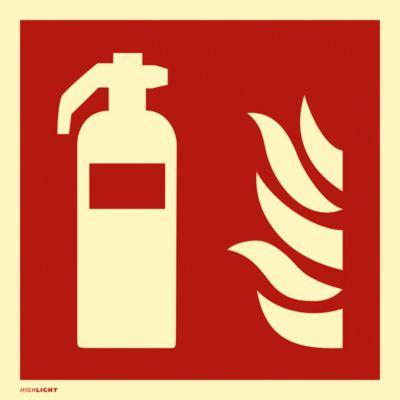 moedel Brandschutzschild „Feuerlöscher“, nach ISO 7010 F001, Kunststoff, langnachleuchtend, B 148 x H 148 mm