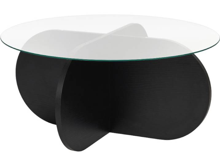 CALICOSY - Couchtisch mit gekreuzten Beinen und gehärteter Glasplatte Ø75 cm - AERIS