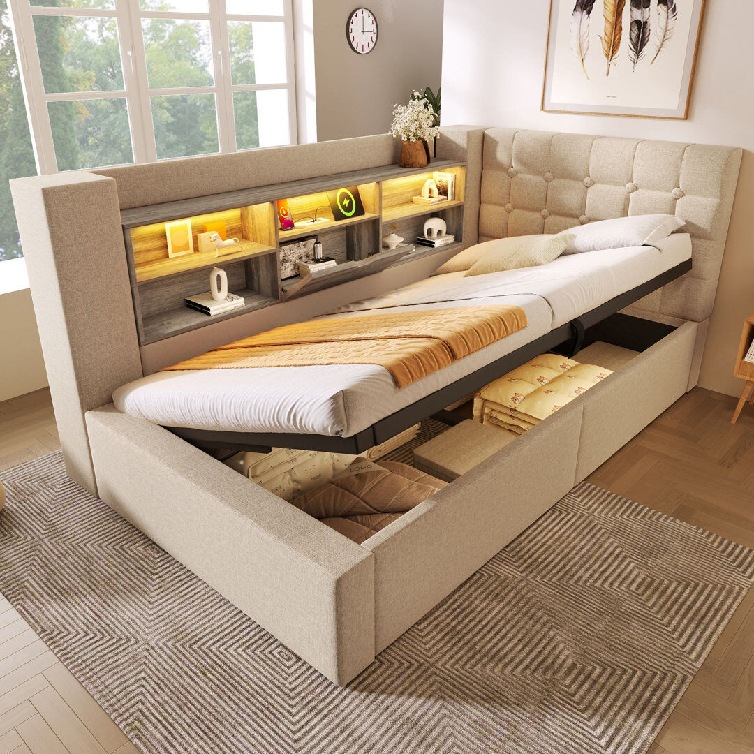 Metro Daybed Beige 86cm H X 108cm W X 203cm L