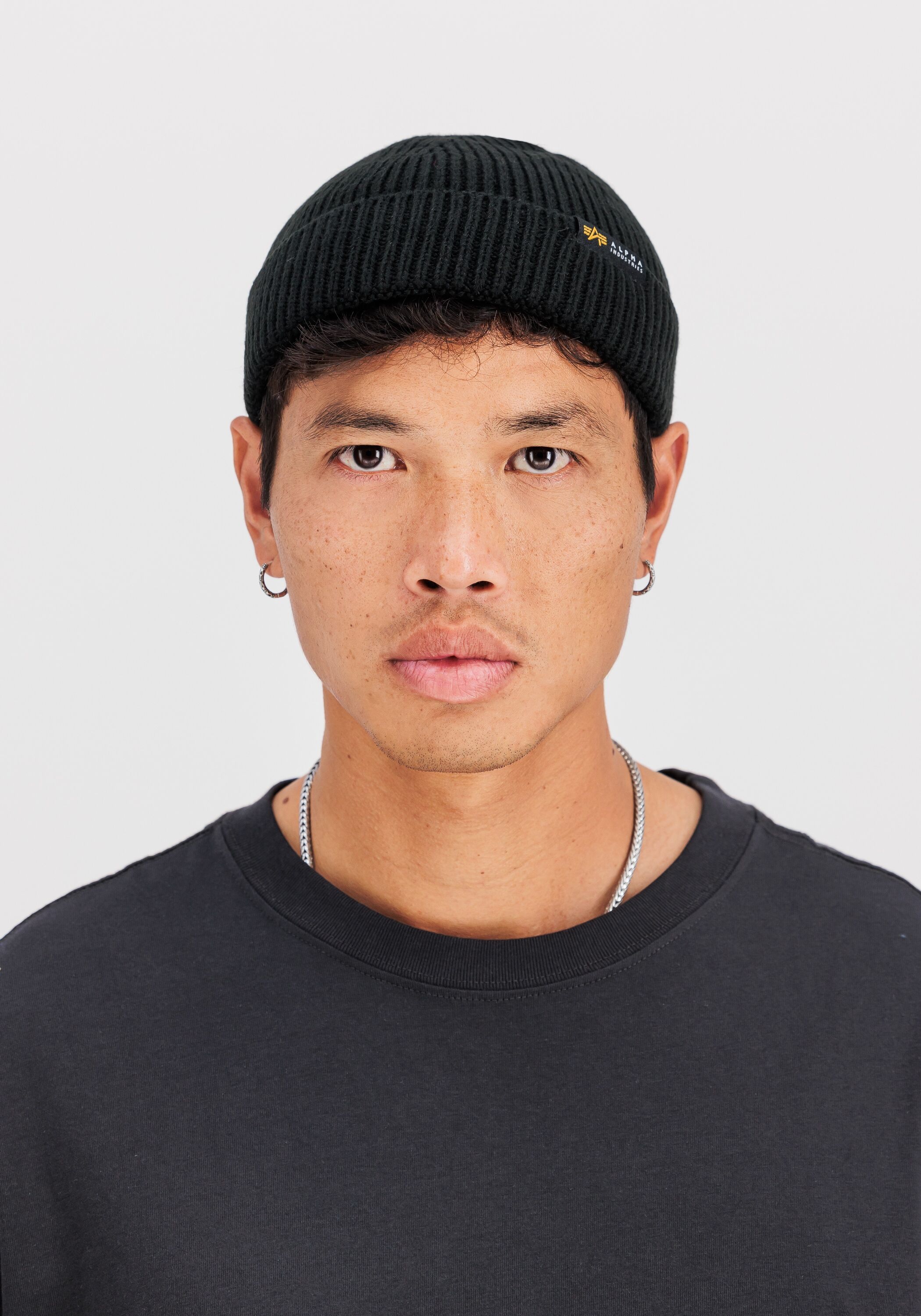 Skimütze ALPHA INDUSTRIES "Dockers Beanie", Gr. onesize, schwarz, Obermaterial: 100% Polyacryl, Mützen Skimütze schwarz onesize