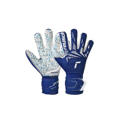 Torwarthandschuhe REUSCH "Attrakt Freegel Fusion Ortho-Tec", Damen, Gr. 7.5, blau (blau, weiß), 32% Latex, 24% Polyamid, 20% Polyester, 5% Lederimitat, 4% Polypropylen, Handschuhe, mit maximaler Sicherheit für die Finger