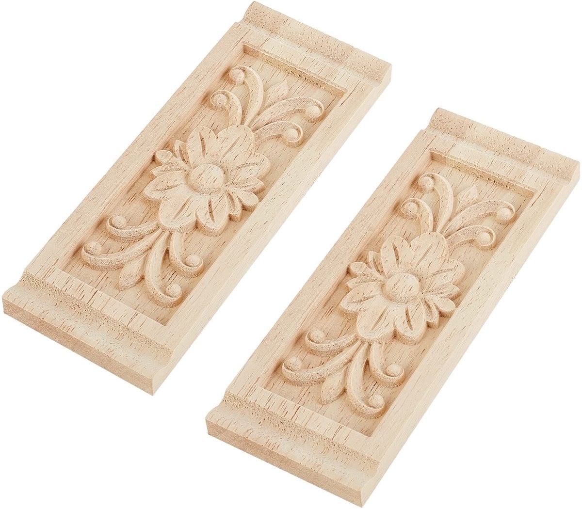 Dailygoody Houten Gesneden Wandlamp Frame Decoratie voor meubels Ongeschilderd 2 stuks