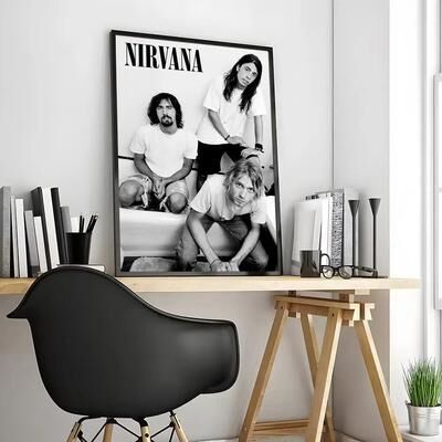 Uplift Treasures Nirvana Rock Band Calligraphy Canvas Poster 12 15.75 19.69 In Frameless