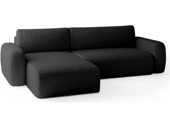 FEDVE Ecksofa Eckcouch mit Schlaffunktion Varde Universal Bettkästen Couch Sofagarnitur Schwarz (Anthologie 19)