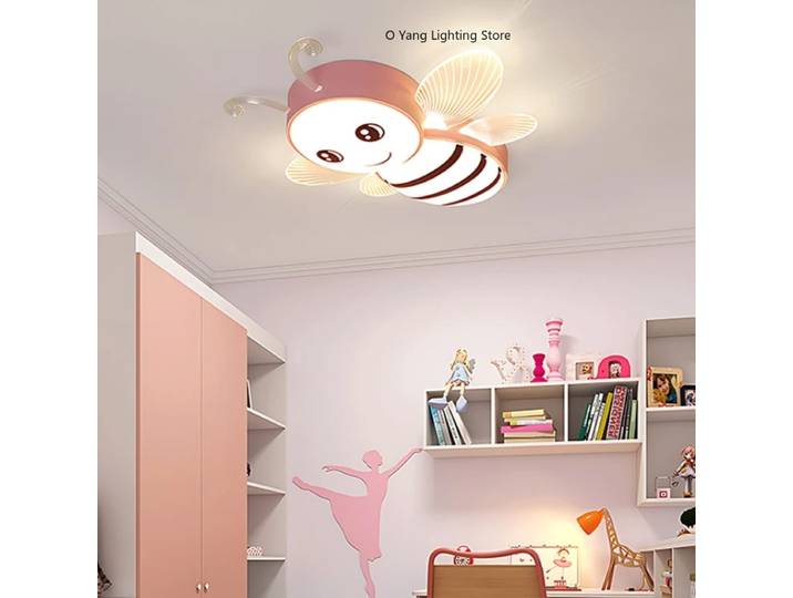 Nouveau Chambre d'enfants abeille plafonnier chambre de princesse arc-en-ciel nuage chambre lumière Simple moderne dessin animé lumière télécommande