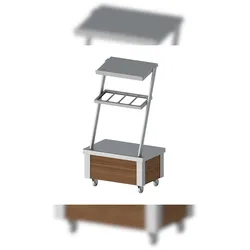 Stalgast Neutralelement mit Aufsatzbord und Besteckausgabe, fahrbar mit Dekorplatten 860x575x1580 mm für Speisenausgabesysteme (ZS08216)