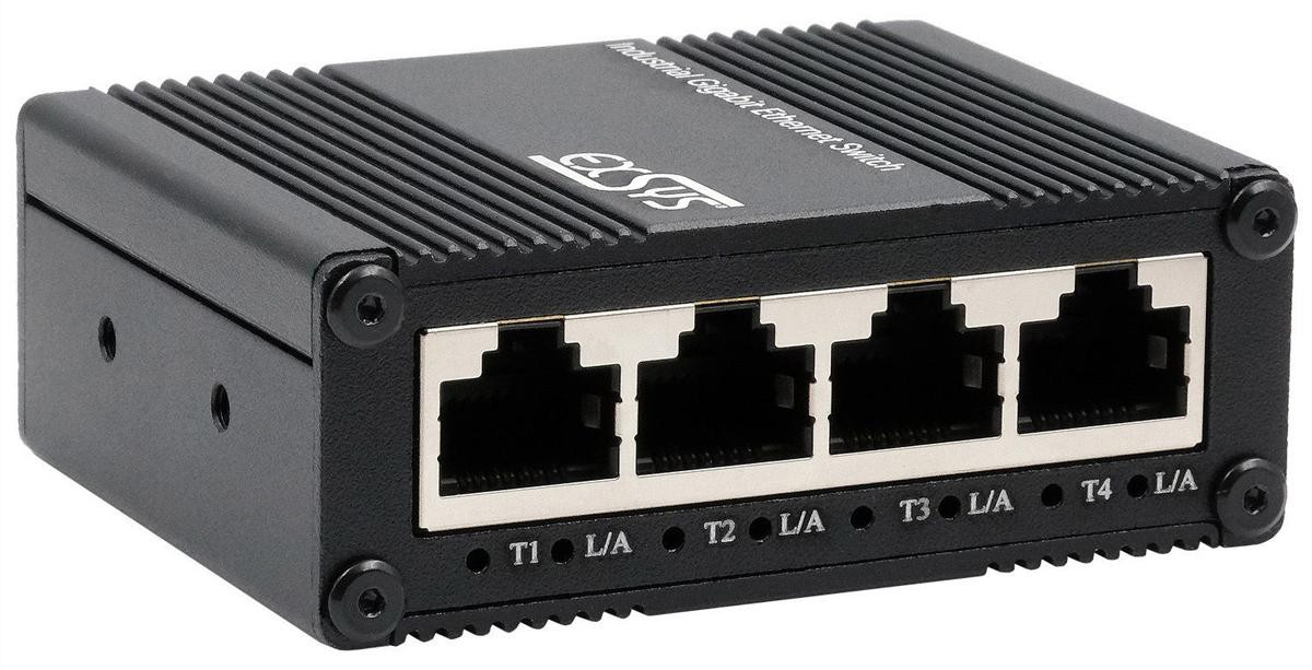 Exsys Switch Micro Industrie Gigabit onbeheerde switch met USB-C voeding - 1 Gbps