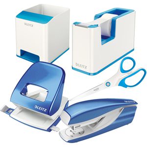 Leitz Schreibtischset WOW Duo Colour, Kunststoff, blau / weiß, 5-teilig