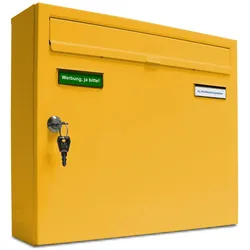 AL Briefkastensysteme 1 x Basic Wand Briefkasten in RAL Farbe Signal Gelb für Post A4, wetterfest, Artikelnummer: 431P1EA1P1003