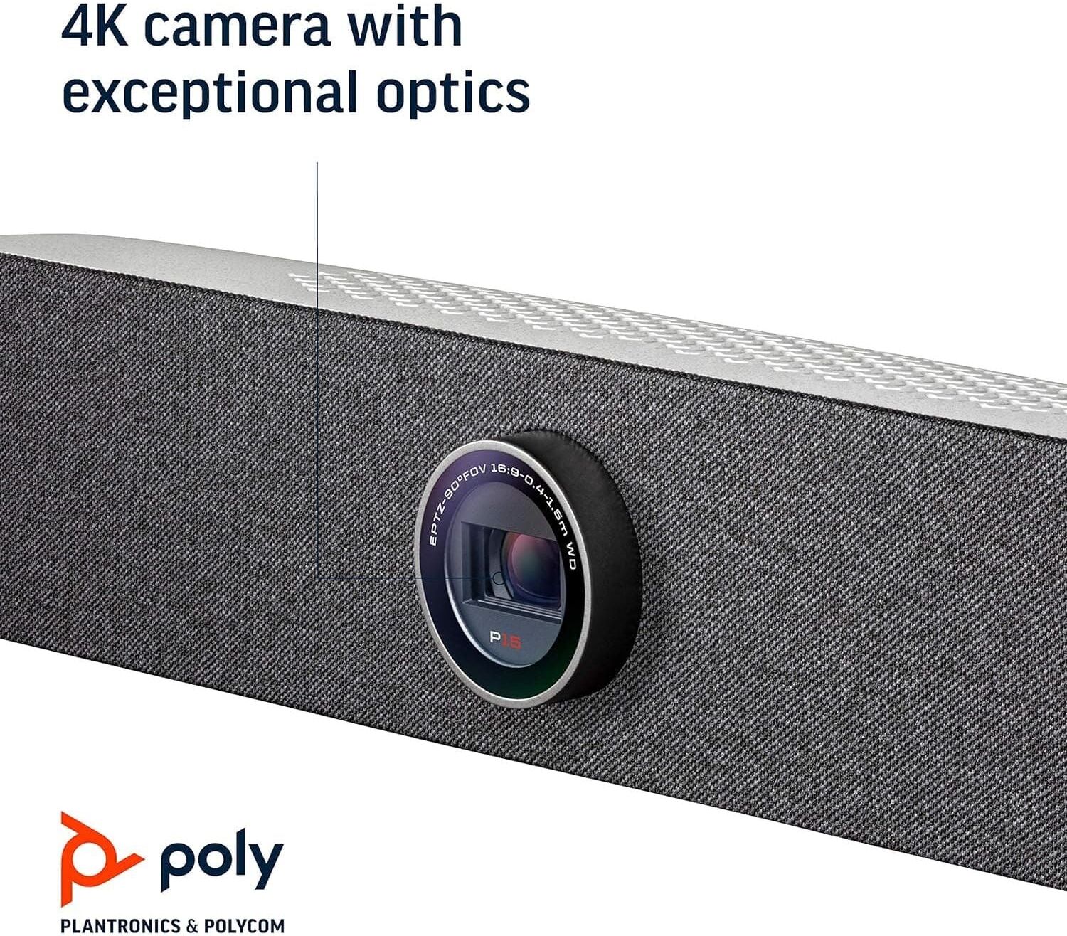 Poly Studio P15 Personal Video Bar - Premium 4K Webcam - Camera, Mics & Speaker