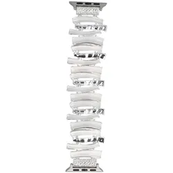 Neue Armbanduhr GlacierX Gleam Ribbon Stretch Bracelet Crystal Cloud für Apple Watch 38/40/41mm Silber-Weiß