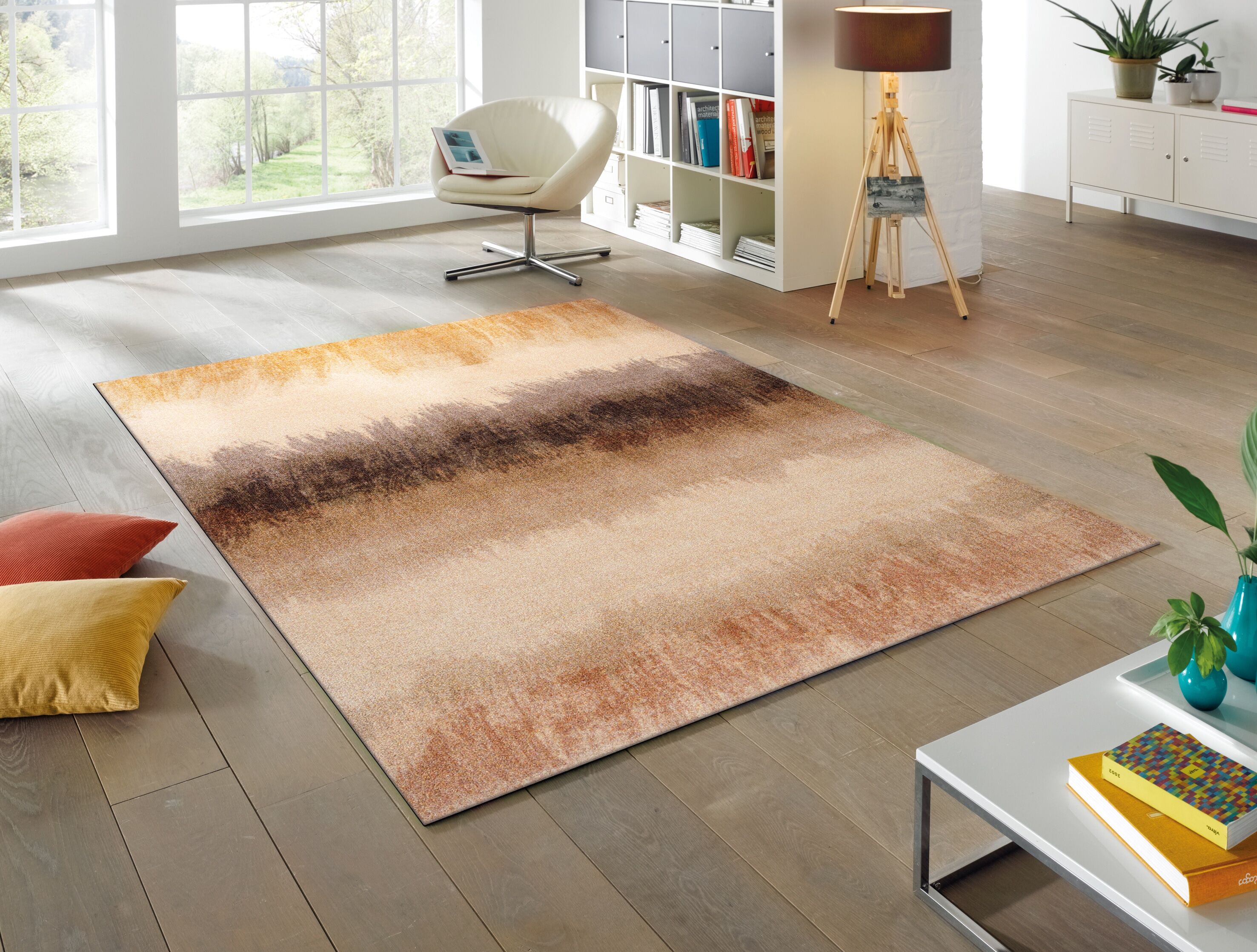 Teppich "Bronze Bands", bunt, B:170cm H:9mm L:240cm, Polyamid, WASH+DRY BY KLEEN-TEX, Teppiche, Teppich bunt B : 170cm 1 Stk., 9mm, L: 240cm