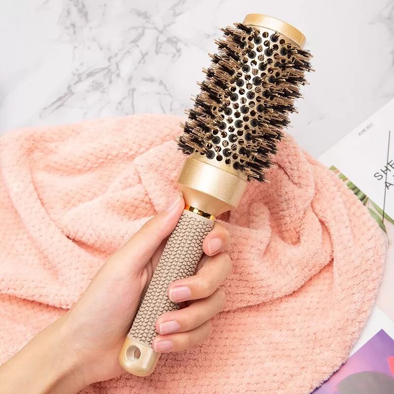 INF Ensemble de 5 brosses à cheveux en poils de sanglier - Brosse ronde et peignes de coiffage démêlants