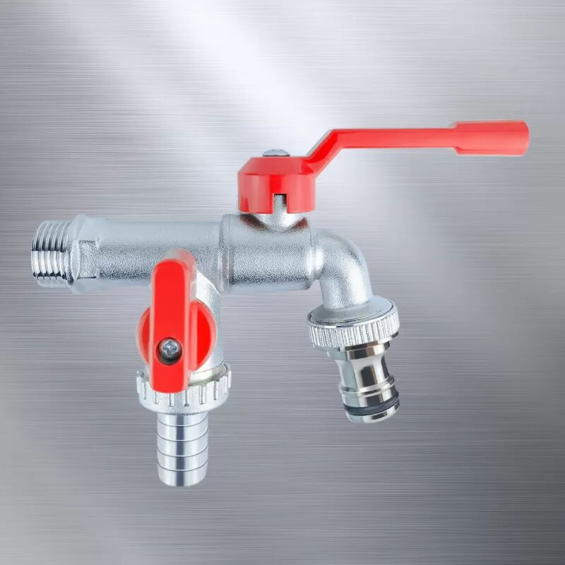 INF Robinet à double sortie en laiton de qualité supérieure pour jardin et buanderie