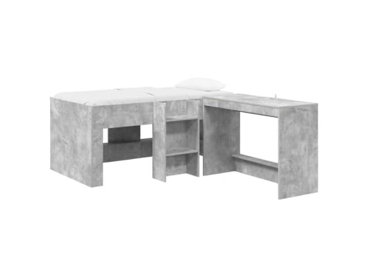 PUGYNBK Hochbett mit Schreibtisch, 2 Stück, Betongrau Langlebiger Schreibtisch, 100 x 45 x 75 cm, platzsparend, einfache Montage