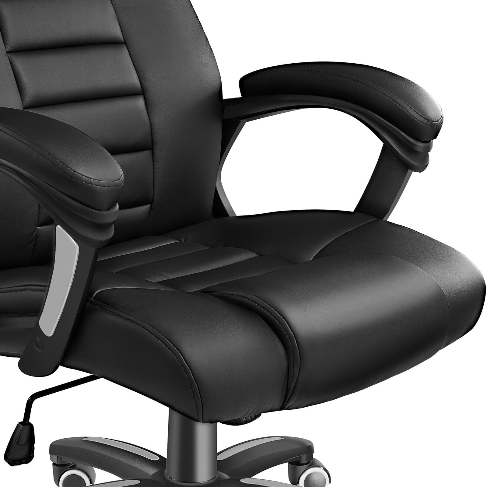 TecTake Luxe directiebureaustoel met armleuningen en zwenkwielen - zwart