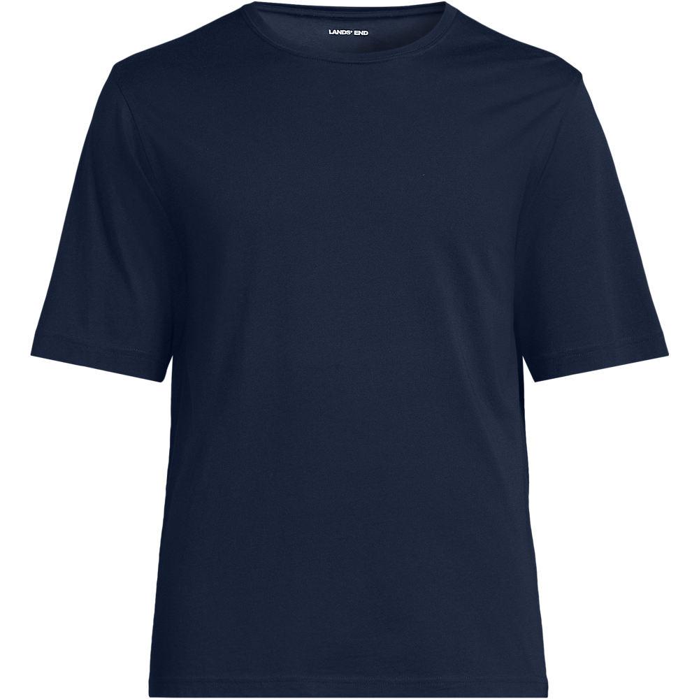 Supima Kurzarm-Shirt mit Rundhalsausschnitt für Herren, Herren, size: regular, Blau, Baumwolle, by Lands' End