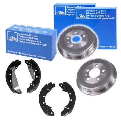 Ate 2x Bremstrommel + Bremsbacken Hinterachse [Hersteller-Nr. 10698716] für Seat, VW, Skoda, Audi