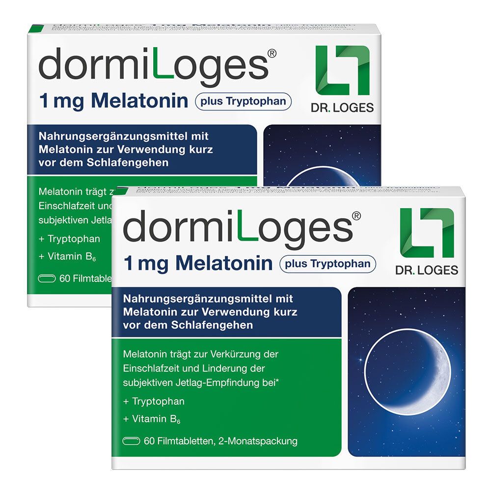 Dormiloges 1 mg Melatonin plus Tryptophan Filmtab. 2x 2x60 St Filmtabletten