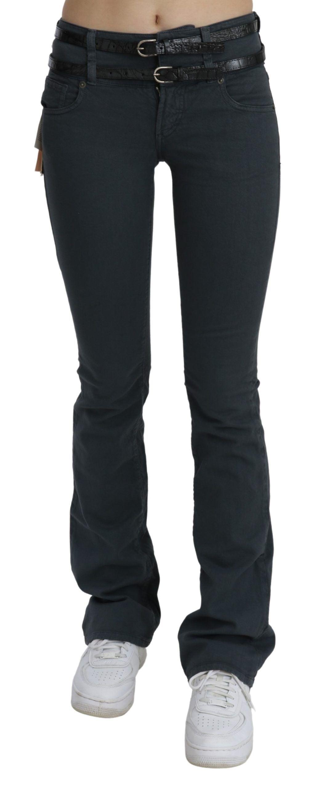 John Galliano Graue Mittelhohe Schlanke Ausgestellte Denim-Hose Jeans