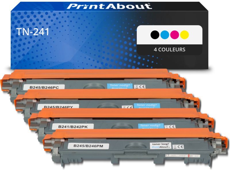PrintAbout Toner compatible Brother TN-241 - 4 couleurs - Multipack 4 couleurs
