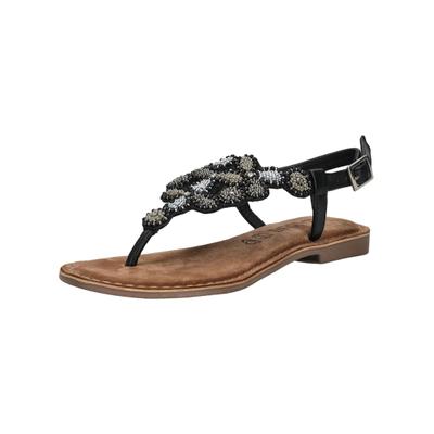 Zehentrenner LAZAMANI "Lazamani Zehensteg Leder", Damen, Gr. 37, schwarz, Leder, Schuhe Zehentrenner