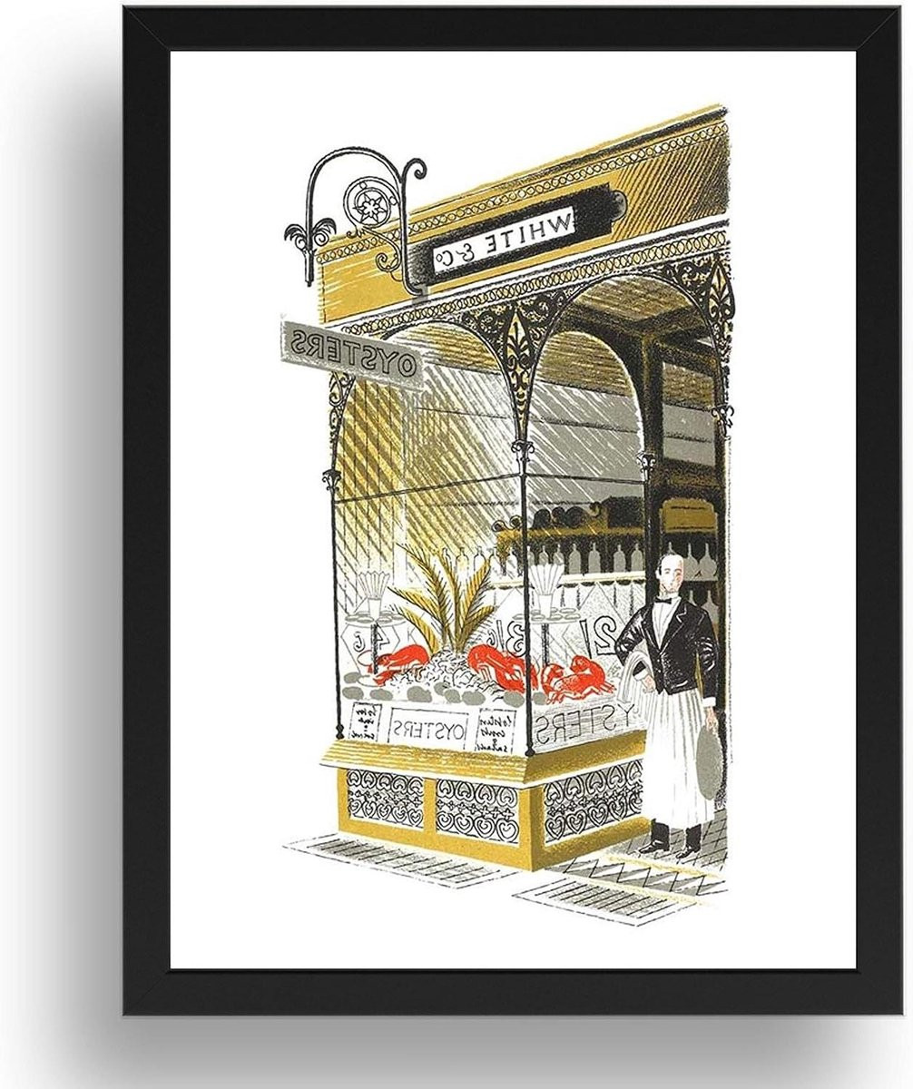 Ingelijste Poster Vintage Kunst Muurdecoratie Wit A3