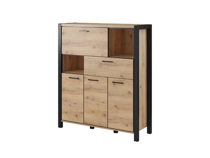 Lomadox Highboard ACCRA-83, Wohnzimmer in Taurus Eiche Nb. mit LED Beleuchtung, : 1207140/41 cm