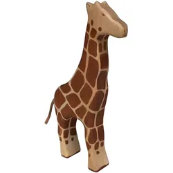 Holztier Giraffe - Handgefertigt, nachhaltig & umweltfreundlich mit Bio-Ölen poliert - 22x11x3 cm Holzfigur für fantasievolles Spielen