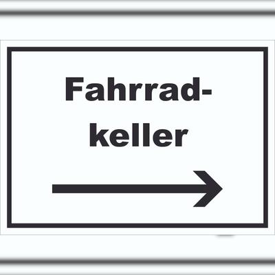HB-Druck Fahrradkeller Schild mit Text und Richtungspfeil rechts Rad Bike waagerecht A3 (297x420mm)