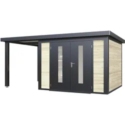 Wolff Finnhaus Metall-Holzgartenhaus Hybridhaus Alvar - 28 mm 526 x 240 cm (Alvar 5324) naturbelassen
