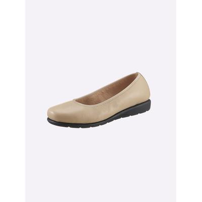 Ballerina CLASSIC BASICS, Damen, Gr. 38, Leder, beige, Glattleder, Basic, Schuhe Ballerina
