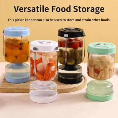 Inspire Select Glass Pickle Jar With Strainer Airtight Olive Storage Container Hourglass Design black