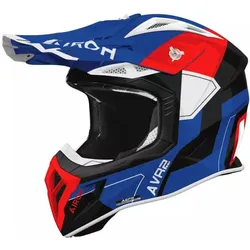 Airoh, Motorradhelm, Aviator Ace Shield Motorradhelm, blau-rot glänzend (M)