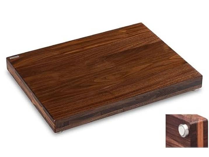 Schneidboard Nussbaum Premium - Design Schneidebrett Aus Holz - Made In Germany - 53x40x6 cm - Mit 2 Gratis Schneidauflagen