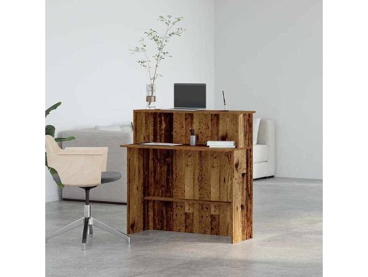 EN SOLDE*Bureau MONNA Brun Table à écrire - 1 PERSONNE - Bureau de réception vieux bois 100x50x103 5cm bois d'ingénierie@691147