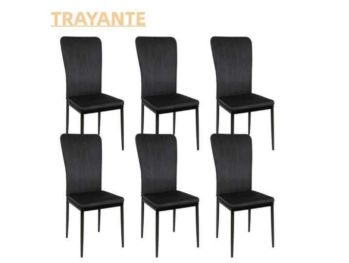Chaises de salle à manger - TRAYANTE - Ensemble de 6 - Noir - Hauteur totale 97cm