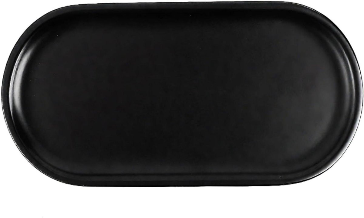 Ovaal Keramisch Dienblad Zwart - Organizer voor Badkamer en Keuken - Breedte: 31 cm