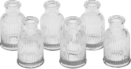Glasvasen, gerillt, 7,4 cm, 6 Stück