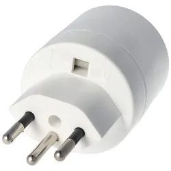 AccuCell Schweiz-Adapter weiss von Schukokupplung auf schweizer Stecker 230 Volt mit Erdleiter und 10A