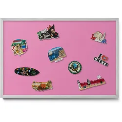 MAGNETTAFEL 60x40 cm Silberner Rahmen Rosa
