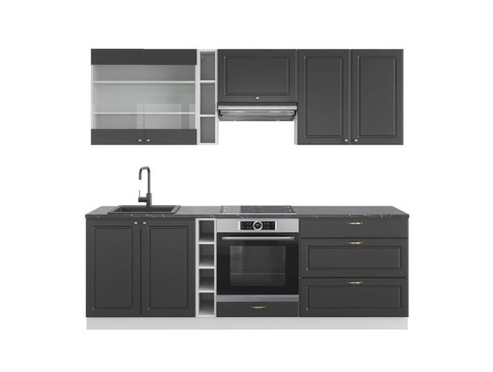 Cuisine Fame-Line 235cm sans PT Anthracite-or/Blanc Vicco 38746