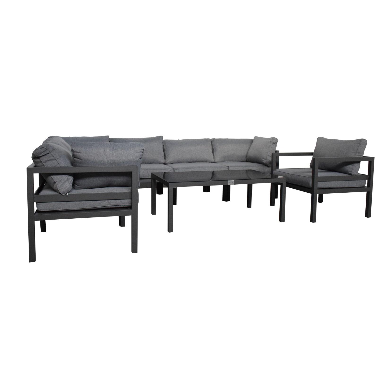 KRETA XXL Aluminium Gartenmöbel-Set in anthrazit ? Stilvolle Ecklounge
