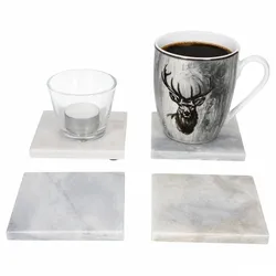 4er Set Untersetzer 10x10cm Marmor weiß-grau - 23464612