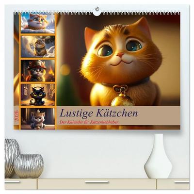 Lustige Kätzchen (hochwertiger Premium Wandkalender 2026 DIN A2 quer), Kunstdruck in Hochglanz